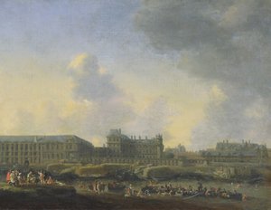 View of the river Seine, the Louvre and the Palais Bourbon